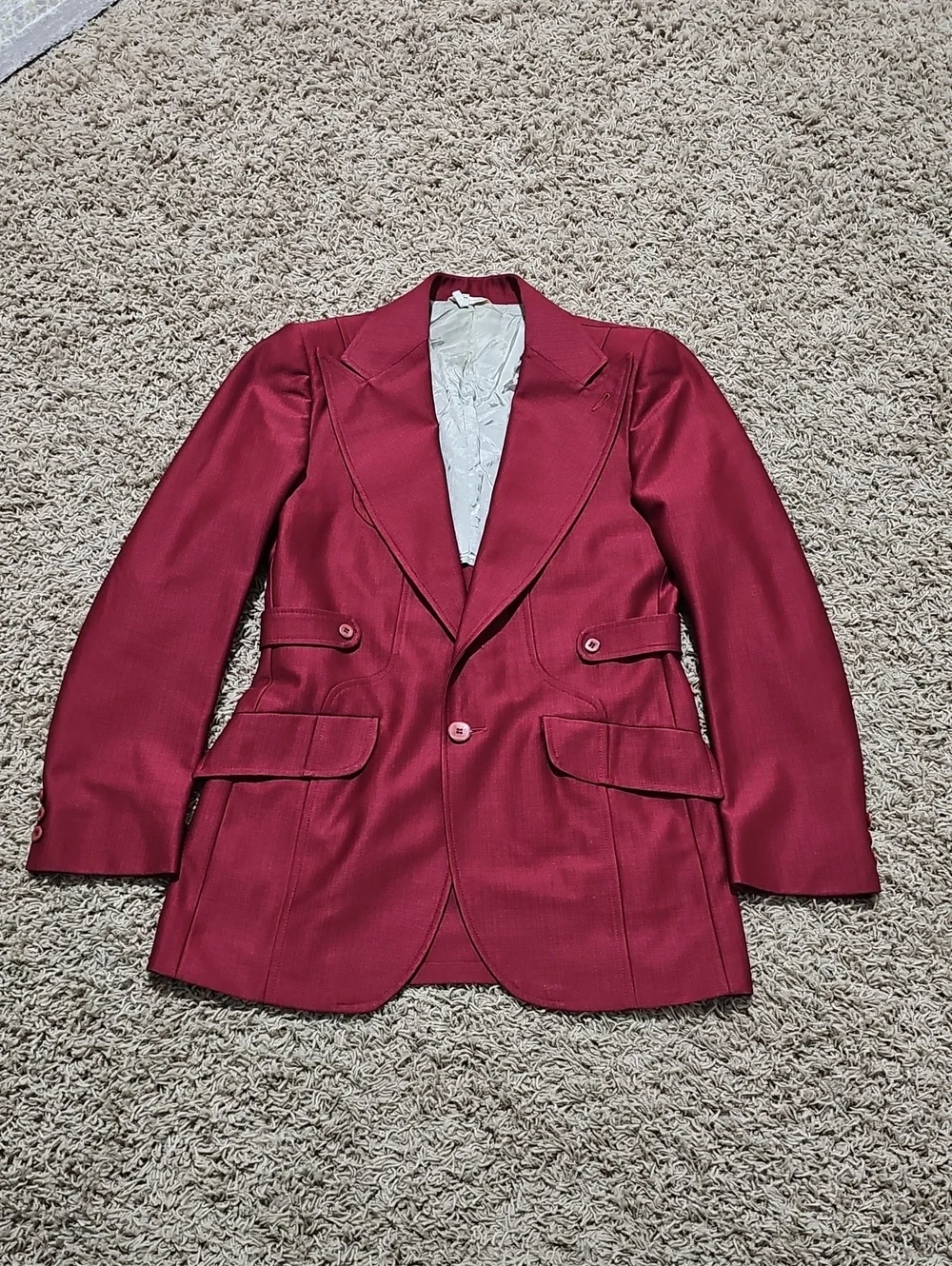 Vintage Mark Richards Blazer Suit Jacket Burgundy Sports Coat